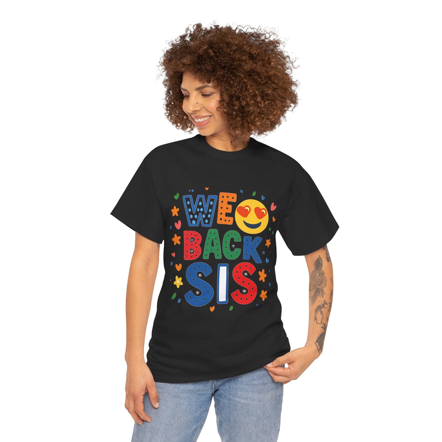 We Back Sis Unisex Heavy Cotton Tee, Casual Wear, Gift for Sisters, Birthday Gift, Family Reunion, School Cute Graphic Tee