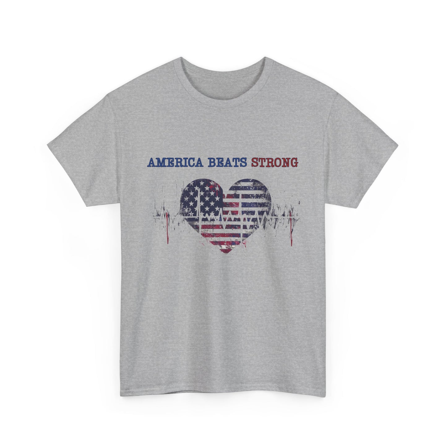 Heart of America Unisex Heavy Cotton Tee, Patriotic Tee, Gift for Veterans, July 4th Celebration, Casual Wear, Independence Day Shirt