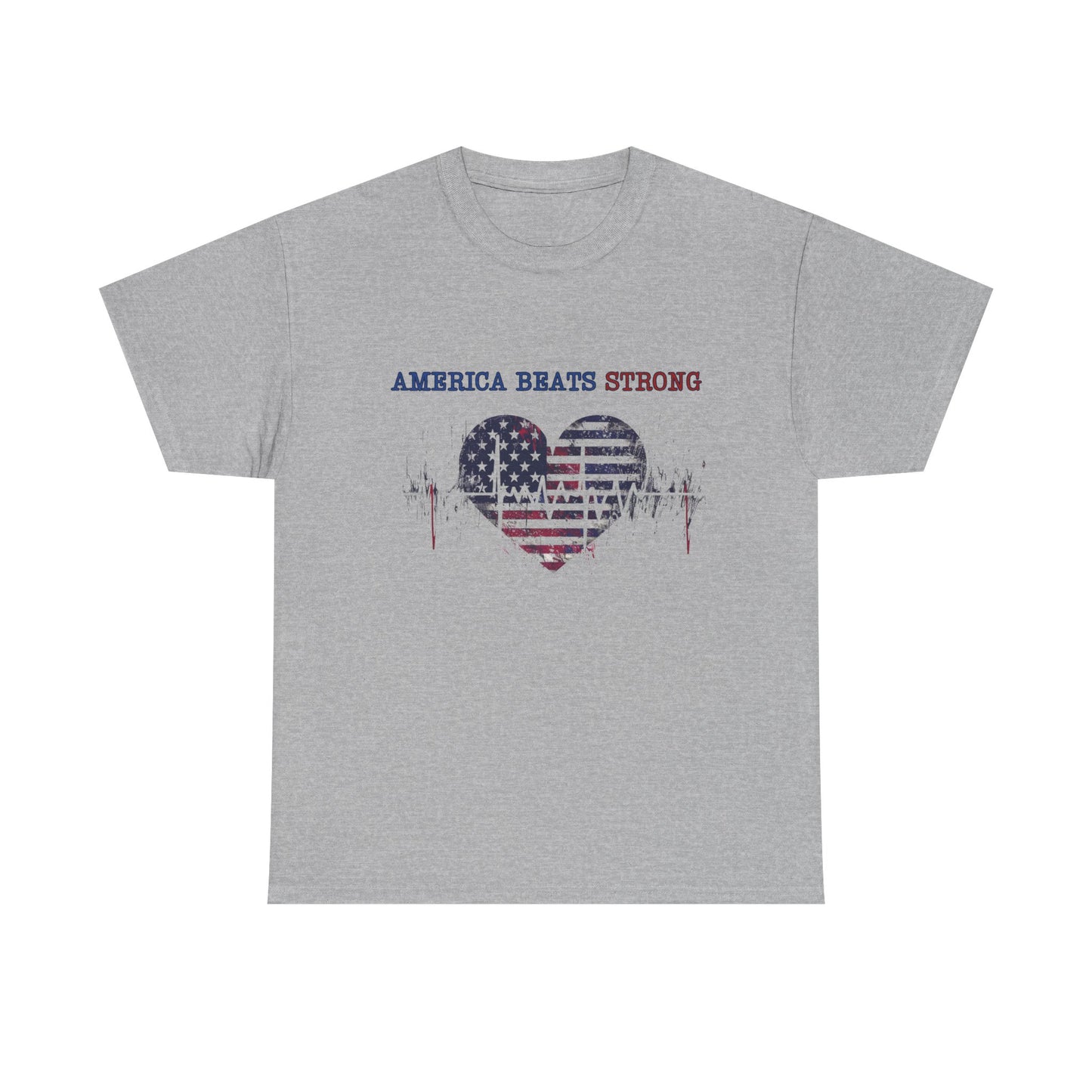 Heart of America Unisex Heavy Cotton Tee, Patriotic Tee, Gift for Veterans, July 4th Celebration, Casual Wear, Independence Day Shirt