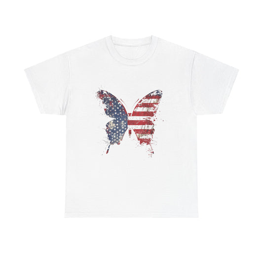 Patriotic Butterfly Tee, Unisex Cotton T-Shirt, American Flag Graphic Shirt, Summer Outfit, Gift for Independence Day, Casual Wear, [...]