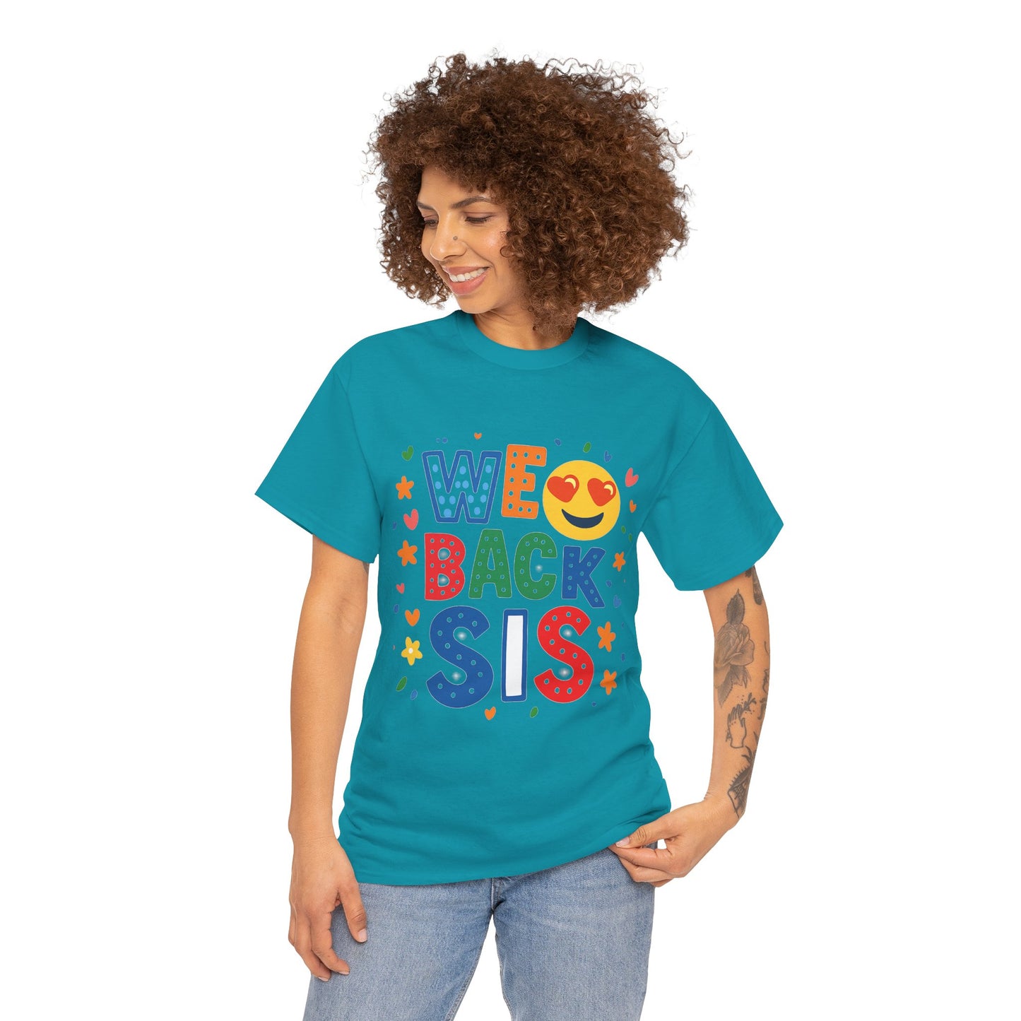 We Back Sis Unisex Heavy Cotton Tee, Casual Wear, Gift for Sisters, Birthday Gift, Family Reunion, School Cute Graphic Tee