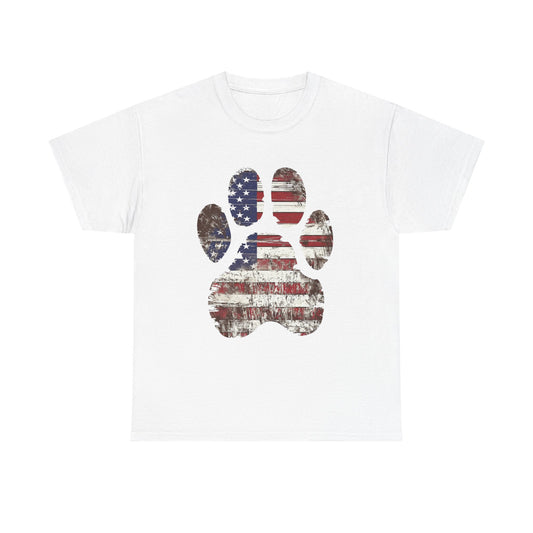 Patriotic Dog Paw Tee - Unisex T-Shirt, Animal Lover Gift, 4th of July Outfit, Dog Lover Apparel, American Flag Shirt