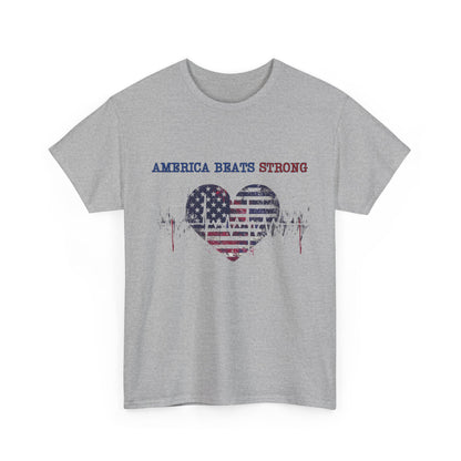 Heart of America Unisex Heavy Cotton Tee, Patriotic Tee, Gift for Veterans, July 4th Celebration, Casual Wear, Independence Day Shirt