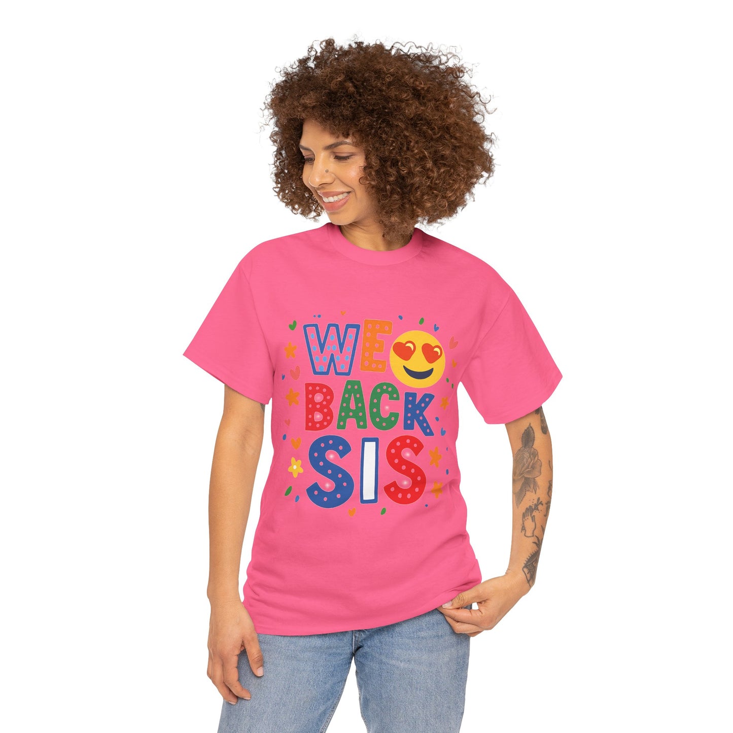 We Back Sis Unisex Heavy Cotton Tee, Casual Wear, Gift for Sisters, Birthday Gift, Family Reunion, School Cute Graphic Tee