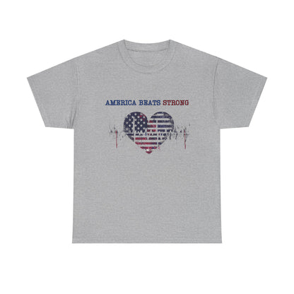 Heart of America Unisex Heavy Cotton Tee, Patriotic Tee, Gift for Veterans, July 4th Celebration, Casual Wear, Independence Day Shirt