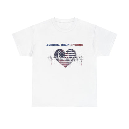 Heart of America Unisex Heavy Cotton Tee, Patriotic Tee, Gift for Veterans, July 4th Celebration, Casual Wear, Independence Day Shirt