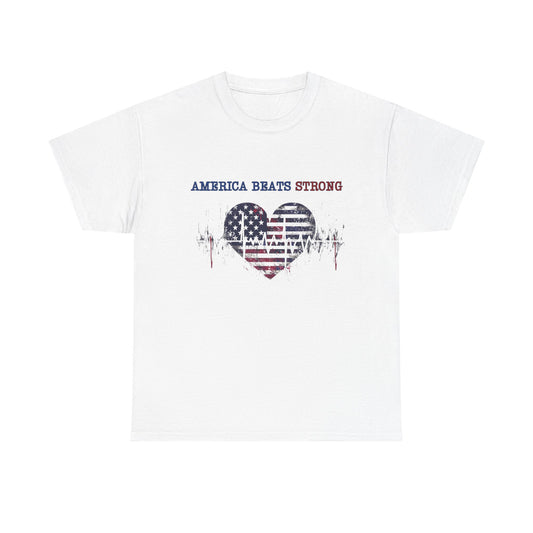 Heart of America Unisex Heavy Cotton Tee, Patriotic Tee, Gift for Veterans, July 4th Celebration, Casual Wear, Independence Day Shirt